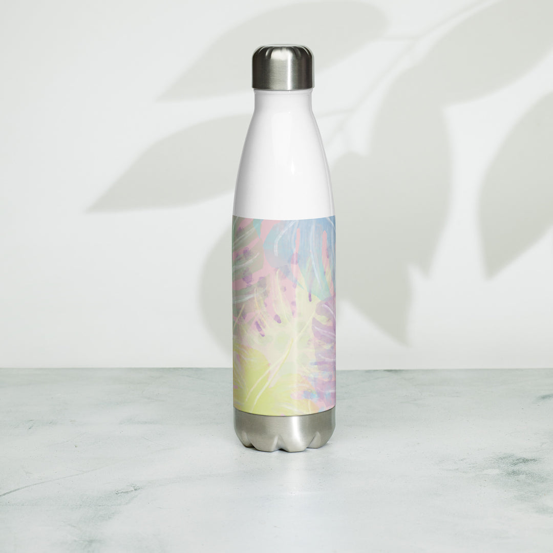 Tropical print stainless steel water bottle